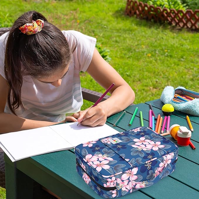 YOUSHARES 300 Slots Color Pencil Case - Pen Case Organizer with Handy Wrap & Zipper, Multilayer Holder for Prismacolor Colored Pencils & Gel Pen (Magnolia)