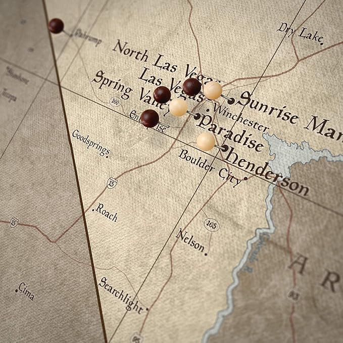 Push Pin Nevada Map Board - With Push Pins to Mark Nevada Travels - Handmade in Ohio, USA - Design: Rustic Vintage