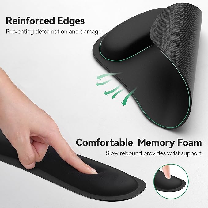 TECKNET 3-in-1 Mouse Pad with Wrist Rest & Keyboard Pad Set - Memory Foam Keyboard and Mouse pad for Desk, Laptop, Computer - Mousepads & Wrist Rests for Office or Gaming