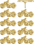 Motorcycle Push Pins - Gold Metal Motorcycle Pins - for Cork Board, Maps, or Lapel Pin Use - Designed in USA - Set of 10