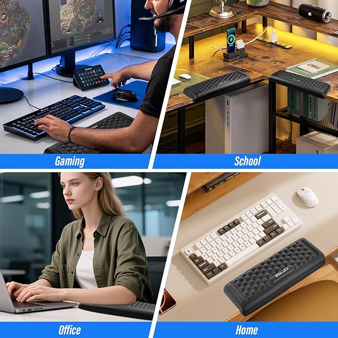 ELZO Desk Elbow Pads (2-Pack) L-Shaped Rest for Desk, Ergonomic Arm Rest Support, Memory Foam Desk Edge Cushion for Palm, Wrist & Forearm, Prevents Elbow & Wrist Strain