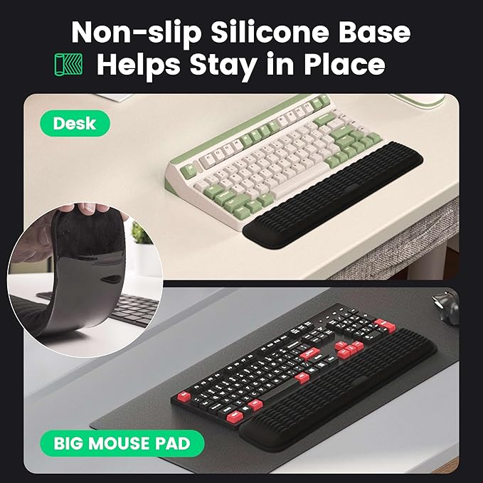 MEKASS Keyboard Wrist Rest, Soft Memory Foam Wrist Support for Keyboard, Keyboard Hand Rest Pad for Wrist Pain Relief, Keyboard Wrist Guard for Long Hours of Work, Gaming, Studying（White）