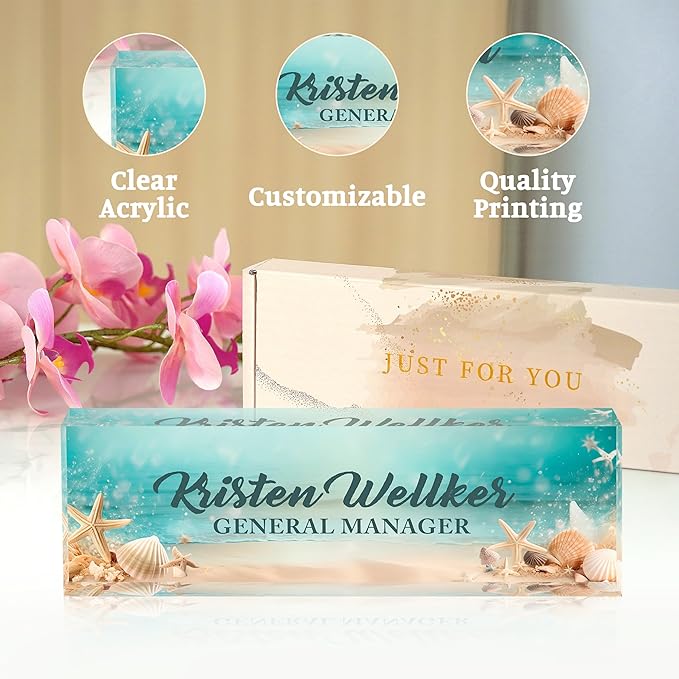Desk Name Plate Personalized, Name Plate for Desk, Custom Office Desk Decor Office Gifts for Women Men, Acrylic Desk Accessories Employee Appreciation Gifts for Boss, Manager, Teacher, Nurse