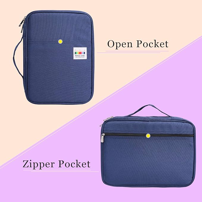 220 Slot Colored Pencil Case Pen Bag with Zipper for Artist Storage Organizer for Watercolor Pencil Gel Pen Marker Highlighter Large Capacity Handy Pencil Holder (Blue)