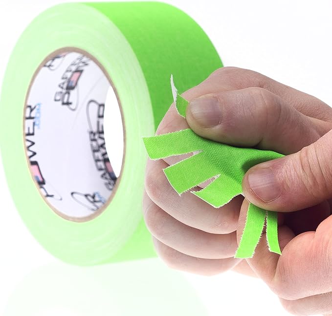 Real Professional Grade Gaffer Tape| USA Made | No Residue | Non-Reflective | Multipurpose |Weather Resistant | Heavy-Duty | Green Fluorescent, 2 in X 30 Yds