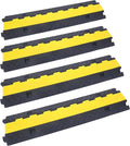 Cable Ramp Cable Protector Ramps Wire Hose Protective 2 Channel Traffic Rubber Plastic Cord Cover Speed Bump for Asphalt Concrete Gravel Driveway Outdoor, 4 Pack