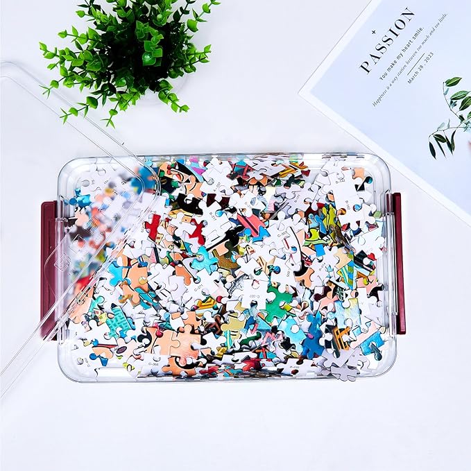 A4 Storage File Box 9 X 13 Clear Stackable Slim Plastic Portable Project Case For Letter Paper Photo Documents Scrapbook, 3 Count