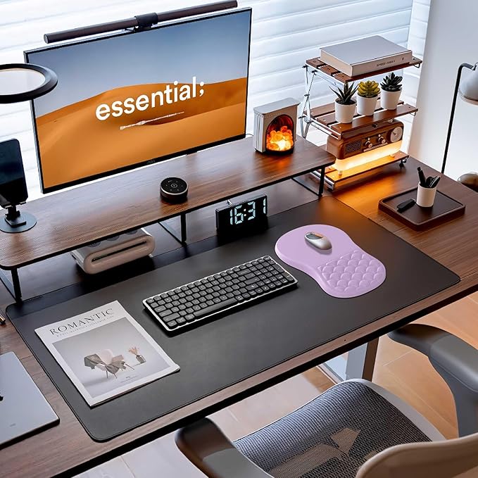 Ergonomic Mouse Pad Wrist Support with Memory Foam&Non-Slip Pu Base Cushion Massage Bump,Computer Mouse Pad for Carpal Tunnel Pain Relief,Gaming Mouse Pad for Desk, Home, Office,Purple