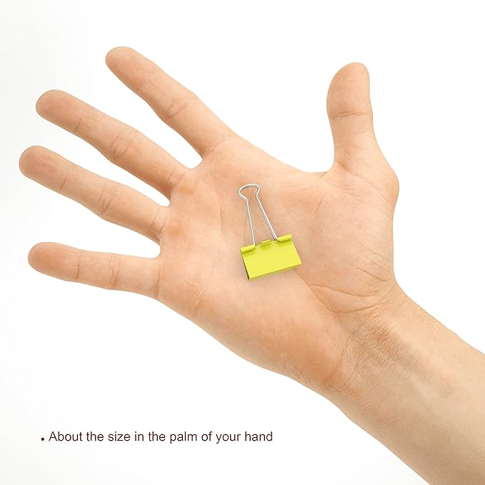 Nctinystore Binder Clips Small Metal Clamp 0.75 inch / 19 mm (Yellow, 20-PCS)