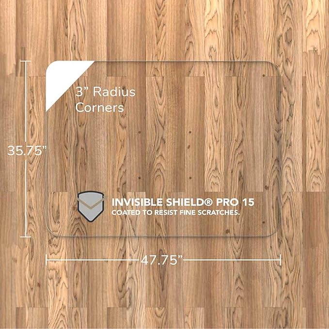 Vitrazza Glass Chair Mat 36” x 48” Superior ¼ Thick, Luminoso Low-Iron Ultra Clear, Certified Tempered Safety Glass, Delivers a Smooth Glide, Protects Carpet or Wood, Beautiful in Home or Office