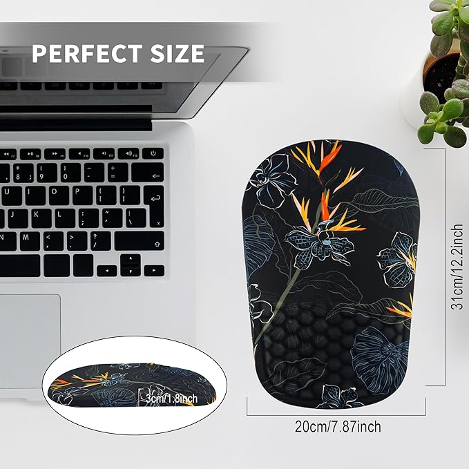 Ergonomic Mouse Pad with Wrist Support, Comfortable Memory Foam Mousepad with Massage Design and Non-Slip PU Base, Wrist Rest Mouse Pad for Office and Home, 12x8 Inch