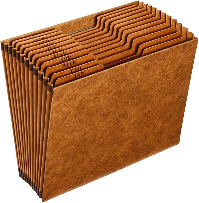 Globe-Weis PFXR217MHD /Pendaflex Heavy-Duty Expanding File, Open Top, 12 Pockets, Monthly Index, Letter Size, Brown (R217MHD)