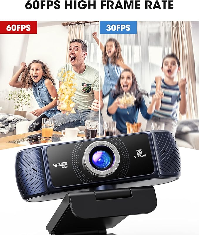 VITADE Webcam 1080P 60fps with Microphone for Streaming, 682H Pro HD USB Computer Web Camera Video Cam for Gaming Conferencing Mac Windows Desktop PC Laptop Xbox Skype OBS Twitch YouTube Xsplit
