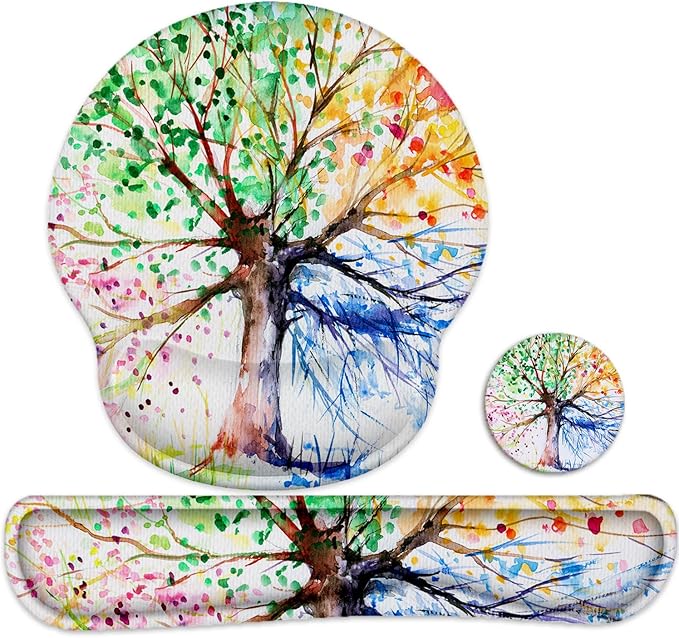 Lateefah Mouse Pad with Wrist Rest, 3-in-1 Gaming Mouse Pad, Keyboard Wrist Rest, Ergonomic Memory Foam Mousepad with Wrist Support for Computer Keyboard