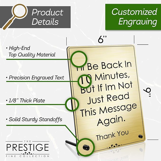 Desk Sign, Custom Desk Name Plate/Sign, 9" x 6", 18 Colors, Up to 10 Lines, Prestige Collection, USA Made By MY SIGN CENTER