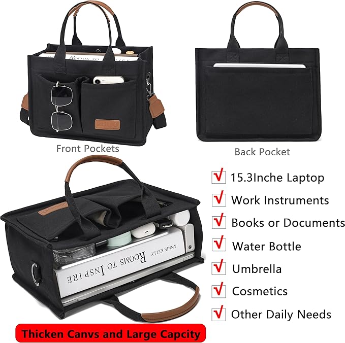 Canvas Tote Bag for Women,Women's Bags Crossbody Bags Work Laptop Tote Bag Large Handbags Purse for Travel Nurse Teacher