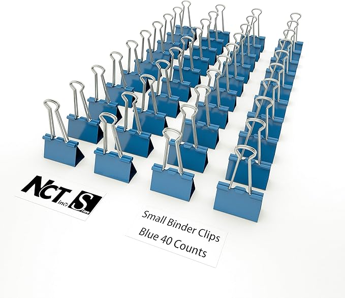 Nctinystore Binder Clips Small Metal Clamp 0.75 inch / 19 mm (Blue, 40-PCS)