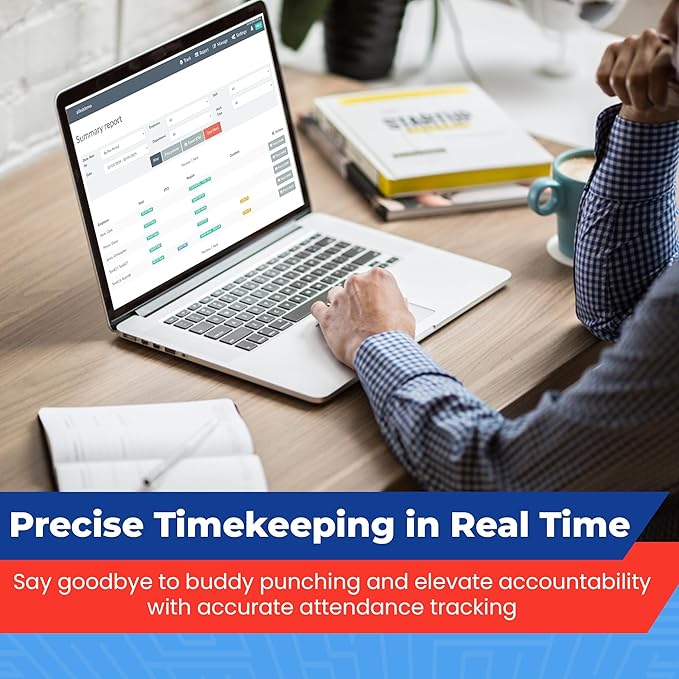 Biometric Time Clock for Employees Attendance - Subscription Clock in Machine for Employees - Pin, Face Scanner, Palm & Fingerprint Time Clocks for Employees Small Business - 2 RFID Time Clock Cards