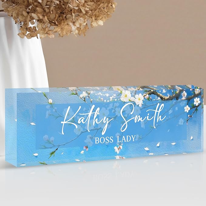 Custom Name Plate for Desk | Personalized Desk Name Plate | Personalized Boss Employee Appreciation Gifts | Acrylic Name Plate Office Desk Accessories