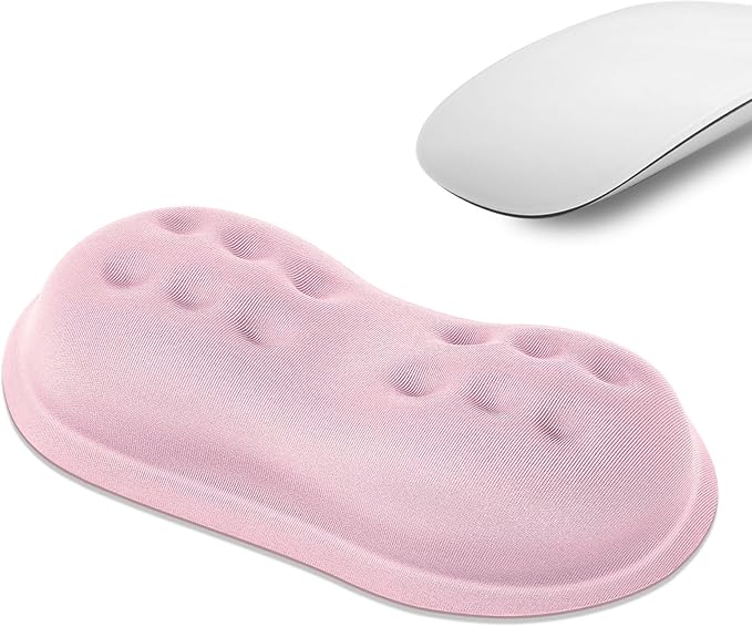 VANKEY Ergonomic Mouse Wrist Rest, Soft Support, Memory Foam Pad, Non-Slip Base (Pale Pink)