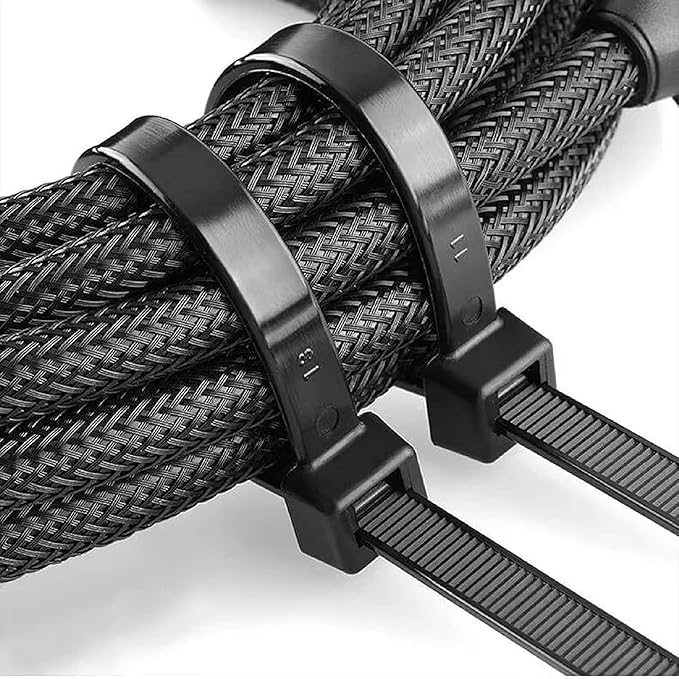 Black Zip Ties 8 inch (1000 Pack), 40lbs Tensile Strength, UV Resistant black Cable Ties heavy duty, Self-locking Plastic Ties for Indoor and Outdoor Use