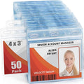 MIFFLIN-USA Card Protector (Clear, 4x3 Inches, 50 Pack), Waterproof and Resealable Horizontal Plastic ID Name Badge Holders