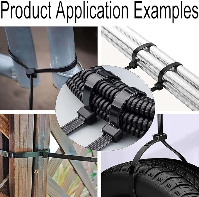 12-Inch Heavy-Duty Nylon Zip Ties, 100-Pack – 120lb Tensile Strength, Secure & Reliable for Industrial, DIY, Workshop, and Travel (Black/White) by LANGTSA