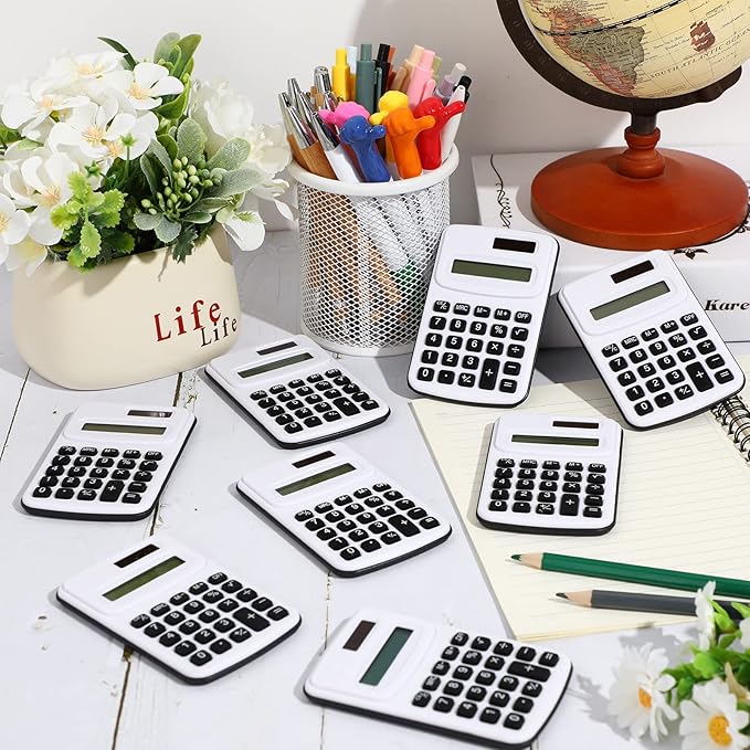 Treela 30 Pcs Pocket Size Calculator for Students Bulk Mini Handheld Cute Basic Standard with Button Battery 8 Digit Display Desktop Calculator for Office, School(Simple Color)