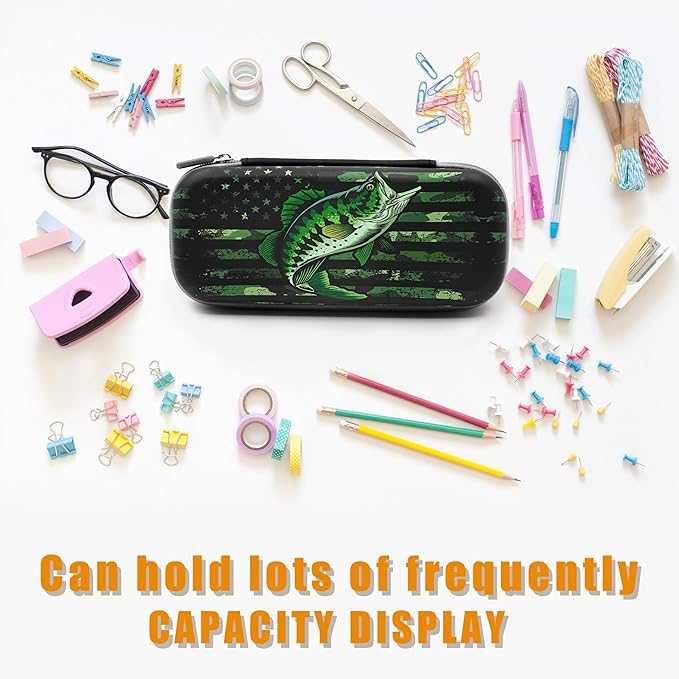 Camo Fish Pencil Case Zip Pencil Box Multi Pouch Holder Desk Organizer For Boys Girls School Office
