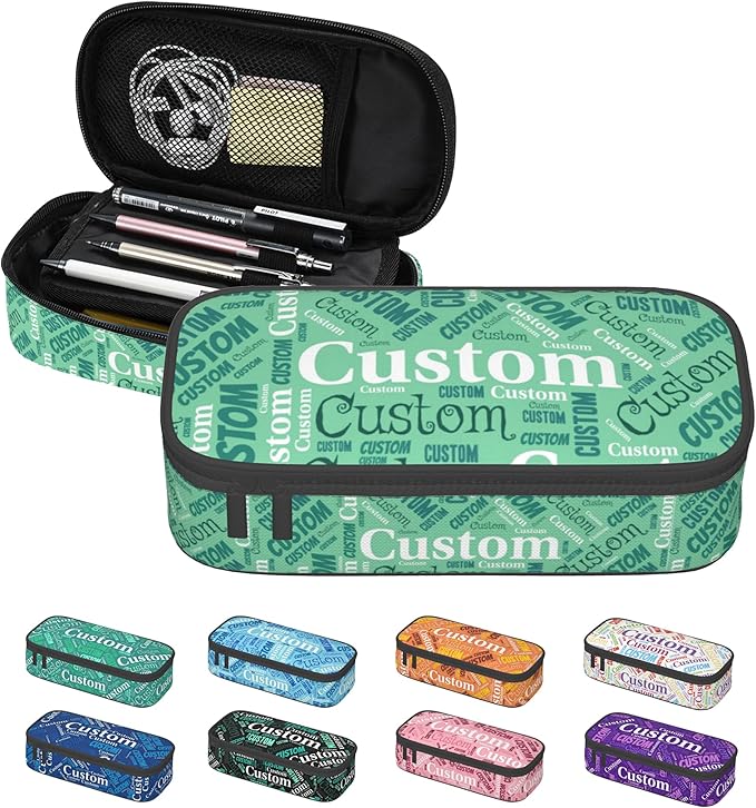 Custom Pencil Case with Name, Personalized Pen Bag Add Your Image Text, Large Storage Students Stationery Pen Box with Zipper Durable Pencil Box for Girls Boys Office School