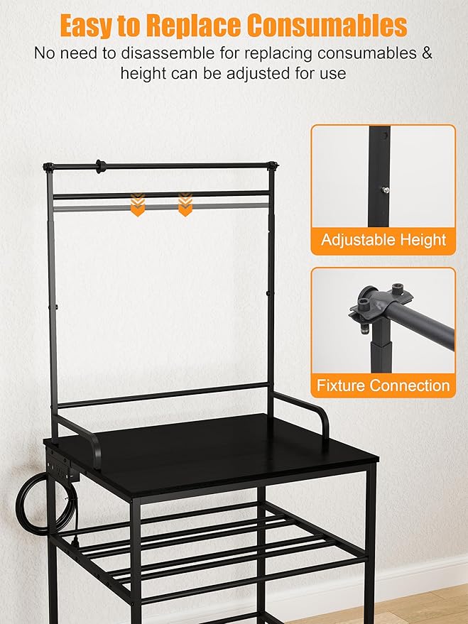 3D Printer Stand with Filaments Storage Rack Rolling 3D Printer Table with Wheels 3D Printing Stand Workbench Holder for PLA/ABS/PETG/TPU for Studio,Office, Garage, Workshop