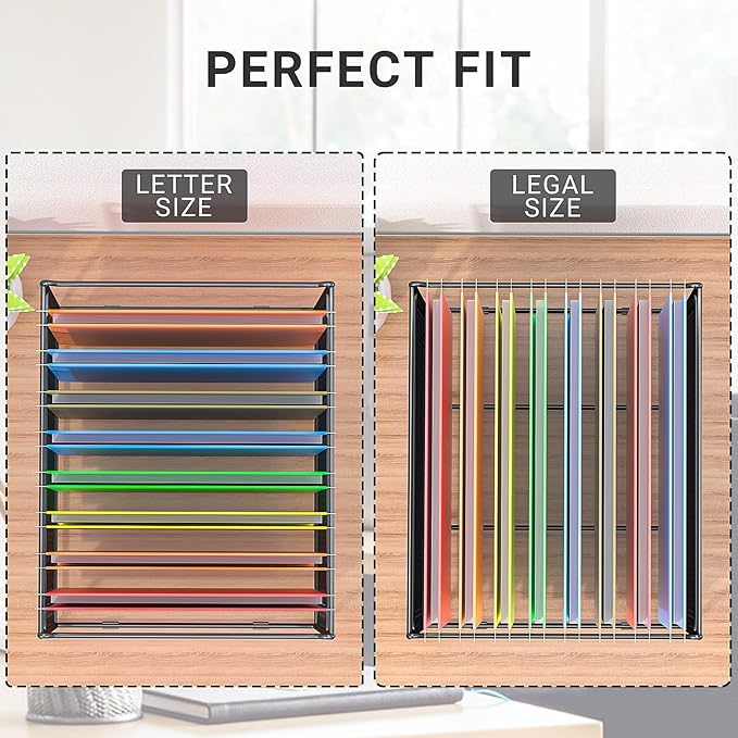 2 Pack Hanging File Folder Frame Letter/Legal Size,Hanging Files Holder Rack for Desk Organizer,Hanging Folder Rails,Only Fit Filing Cabinet Drawers over 10" in Height,15.2" Lx12.4 Wx10 H