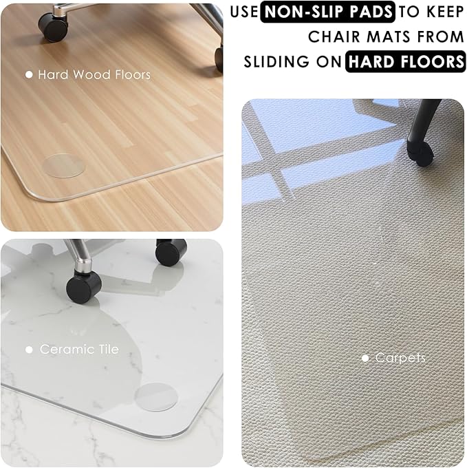 Kuyal 2 Pack 1/5" Thick Office Chair Mat, 40" x48" Heavy Duty Hard Computer Chair Mat, Under Desk Protector Carpeted Floors Mats, Easy Chair Movement, Can be Used on Carpet or Hard Floor, Ship Flat