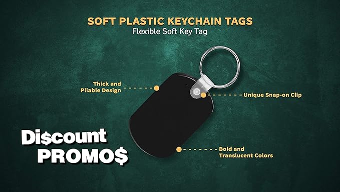 Tag Soft Plastic Keychains - 10 pack - Small Key Tag Chain For Staying Organized - Rubber Key Ring Keychain – Black