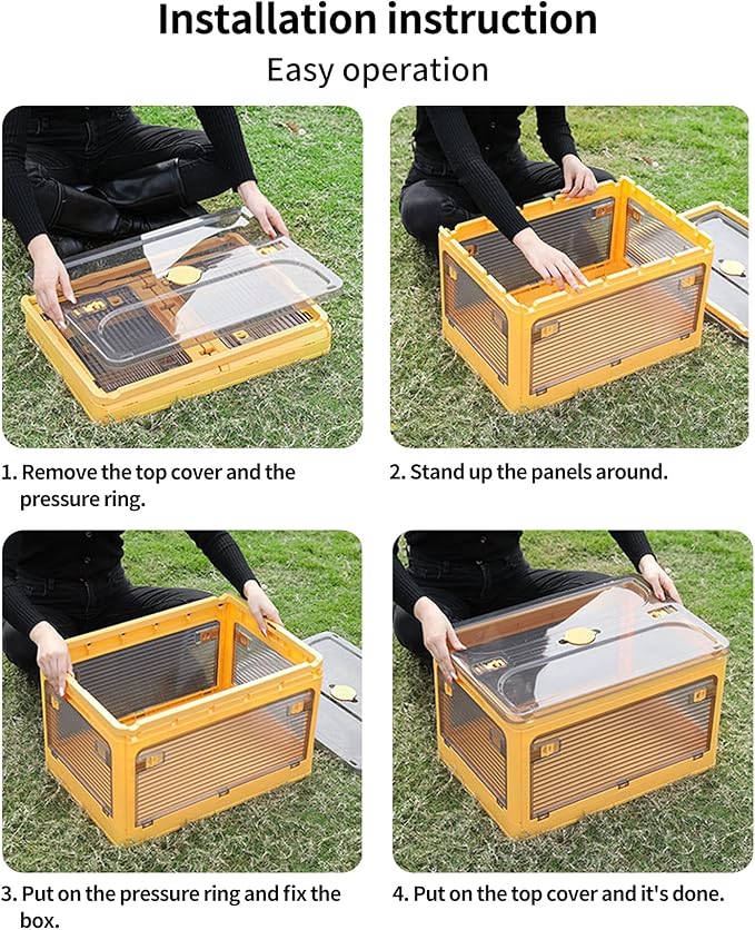 3 PACK Stackable Storage Bins, 83 Liters Closet Organizers with 3 Lids, Wheels, Drawers, Foldable Collapsible Box for Clothes and Camping Out Doors Bins, Blue