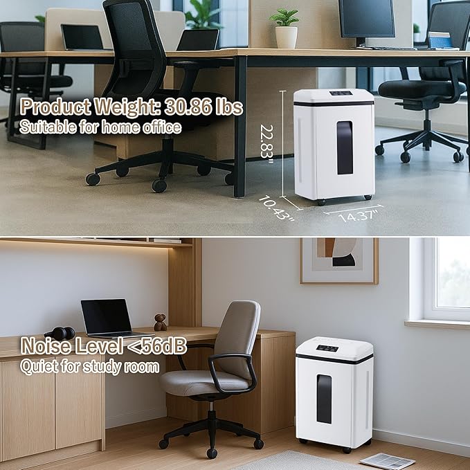 Professional Commercial Paper Shredder: P-7 Security Super Micro-Cut 1x1.7mm 7 Sheets/CDs/Cards/Staples 6-Gal Bin Heavy Duty for Home/Office/Industrial/Business Use-Confidential Documents