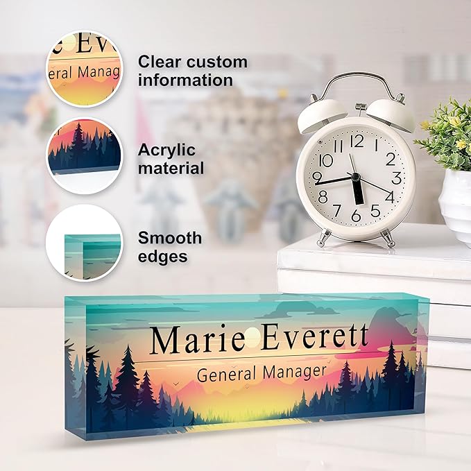 Custom Name Plate for Desk | Personalized Desk Name Plate | Personalized Boss Employee Appreciation Gifts | Acrylic Name Plate Office Desk Accessories