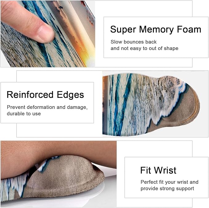 Lateefah Mouse Pad with Wrist Rest, 3-in-1 Gaming Mouse Pad, Keyboard Wrist Rest, Ergonomic Memory Foam Mousepad with Wrist Support for Computer Keyboard