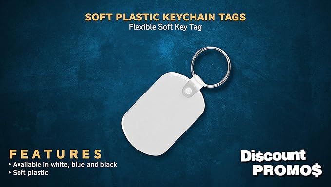 Tag Soft Plastic Keychains - 10 pack -Small Key Tag Chain For Staying Organized - Rubber Key Ring Keychain – White