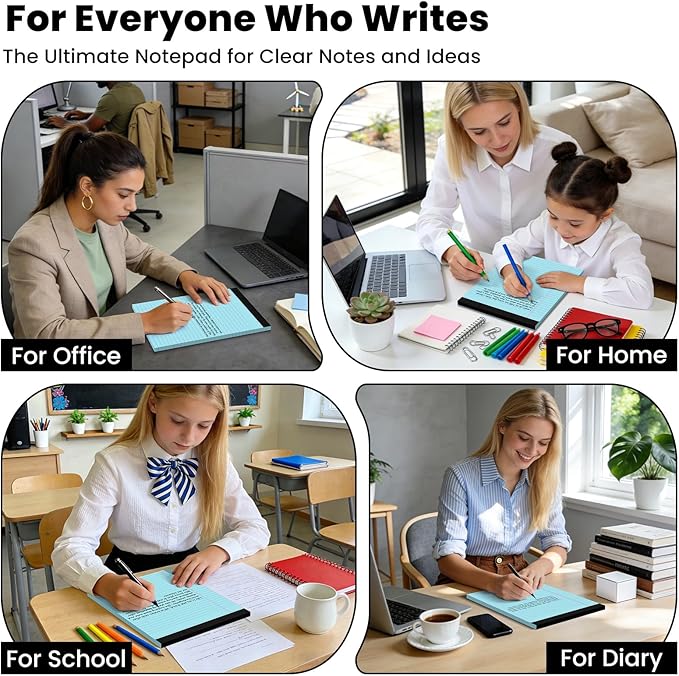 2pcs Legal Pads 8.5 x 11,Notepads 8.5 x 11 Inch, 30 Sheets/Pack, Blue Note Pads Clear Print Writing Pads of Paper, Perforate Wide Ruled Lined with Sturdy Back for Office, Business & School Supplies
