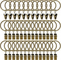 LLPJS 40 Pack Curtain Rings with Clips, Curtain Clip Rings Hooks, Bow Hanger Clips for Hanging Drapery Drapes Bows, Ring 1.26 inch Interior Diameter, Fits up to 1" Rod, Bronze