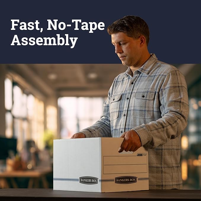 Bankers Box 4-Pack Basic Duty File Storage Boxes with Lids, Letter/Legal, STOR/FILE, (0070308)