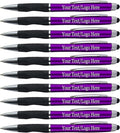 Personalized Stylus Pens With your Custom Logo or Text-300 Pack Bulk-for Businesses, Parties, and Events, 2 in 1 Ballpoint Pen + Capacitive Stylus for Touchscreen Devices, Purple Barrel, Blue Ink