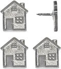 Big House Push Pins - Silver Metal Home Pins - for Cork Board, Maps, or Lapel Pin Use - Designed in USA - Set of 4