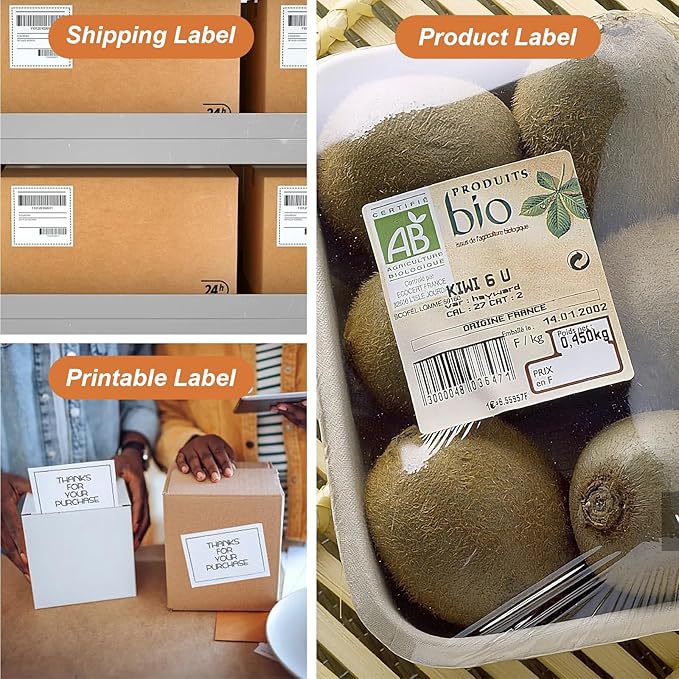 PAPRMA 3-1/3" x 4" Shipping Address Label 2000 Sheets, Laser&Inkjet Printer Label 8.5x11in Printable Sticker Paper 6up/Page, White Mailing Labels for Package Envelope