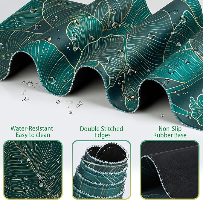 Desk Mat, Large Gaming Mouse Pad with Wrist Rest, 4in1 XXL Mousepad+Keyboard Wrist Rest+Mouse Pad Wrist Support+Cup Coaster Set Ergonomic for Computer Desk Accessories Decor Home Office Table Women