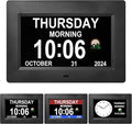 7-Inch Digital Watch, Large Font Display, 3 Display Modes, Many Alarms and Medication Alerts for Seniors and Alzheimer Patients (Black) (Black, 7-inch)