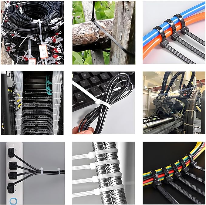 12 Inch Heavy Duty Zip Ties, 0.3 Inch Wide 120LBS Tensile Strength, Self-Locking Black Nylon Cable Ties for Outdoor Indoor Use, Home Office Garden Automotive Wire Cord Management,by VIKTONIK
