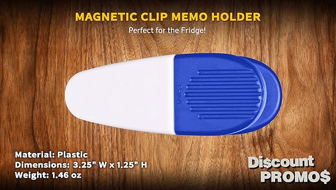 10 Magnetic Memo Holders Set - Large Clip, Plastic - White Blue