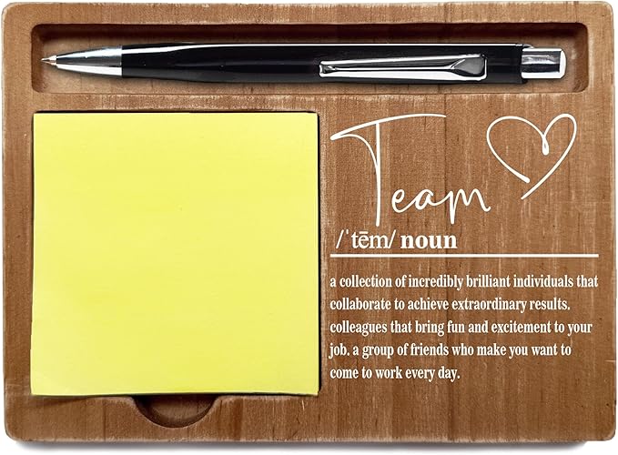 Wooden Desk Note Pen Holder, Inspirational Quotes Office Desk Decor Gift, Sticky Pen-holder for Office Home, Thank You Teachers Day Gifts for Colleague Family Friends-A05